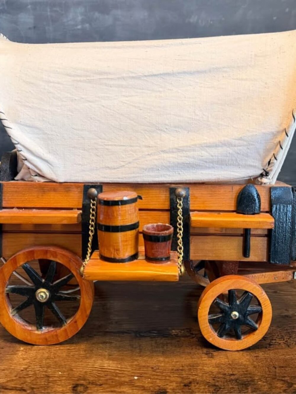 Handmade Rustic Wooden Wagon Lamp